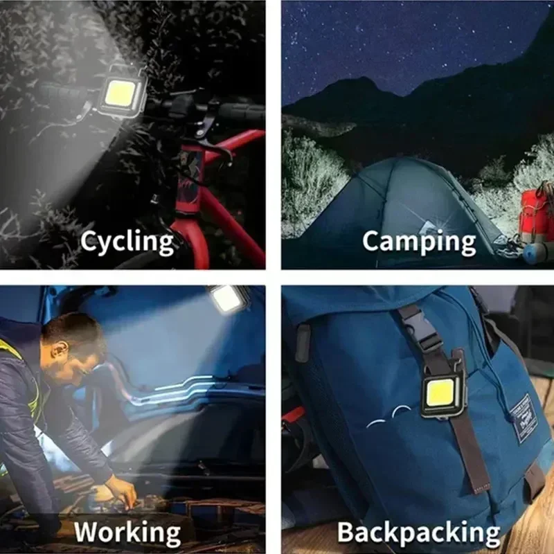 1/3/5/7/9Pc COB LED Mini Flashlight Super Bright Keychain Work Light Outdoor Emergency Camping Pocket Lamp Tail Magnet Corkscrew