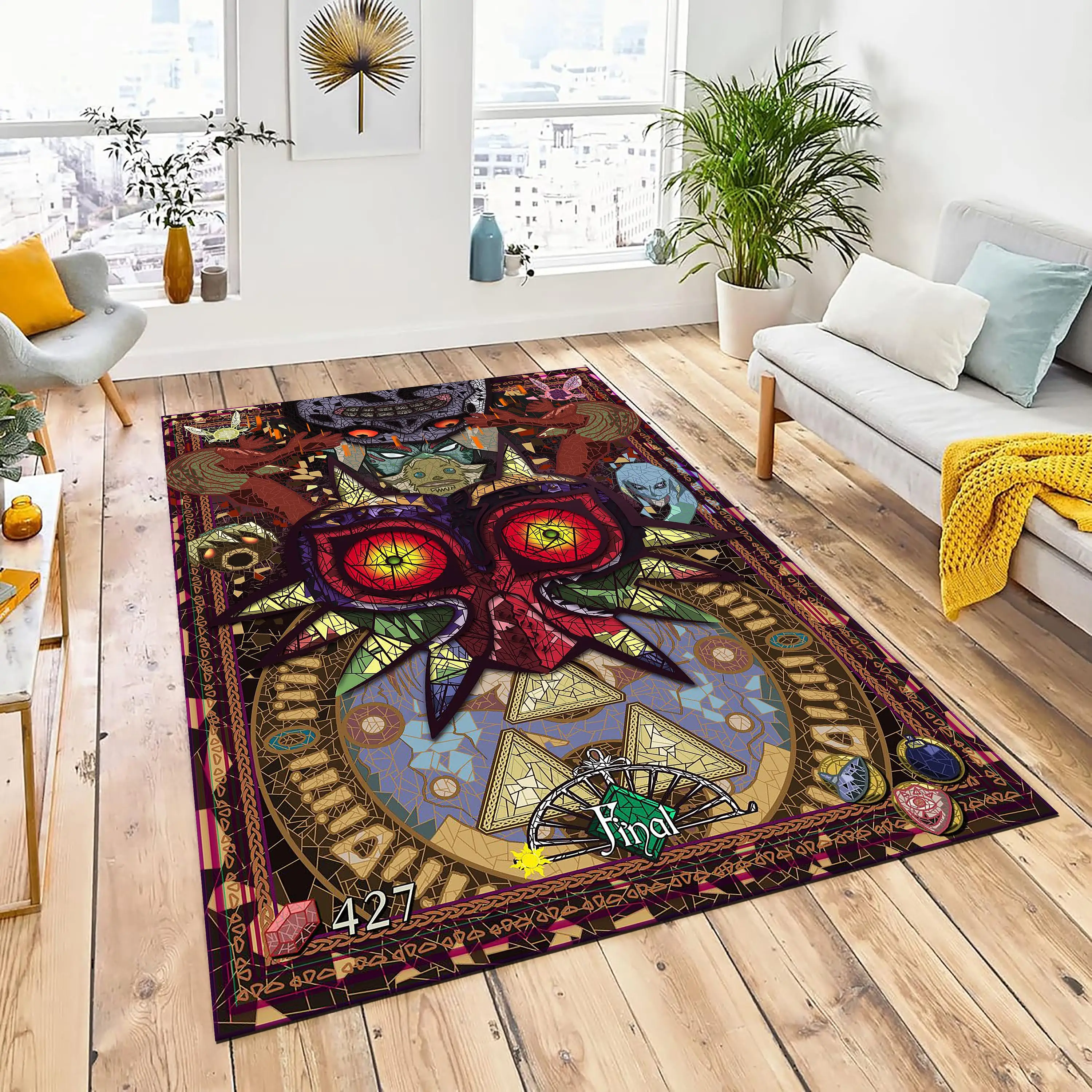 Majoras Mask Legend Area Rug Gaming Rug Video Game Rug Rugs For Living Room Home Decor Rug Popular Rug Trend Rug Home Decor Rug