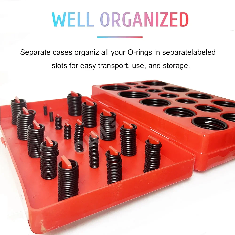 Rubber O-Ring Assortment Kit Wear-resistant High-temperature Resistant NBR O Ring Gasket for Excavator Forklift Crane Car Repair