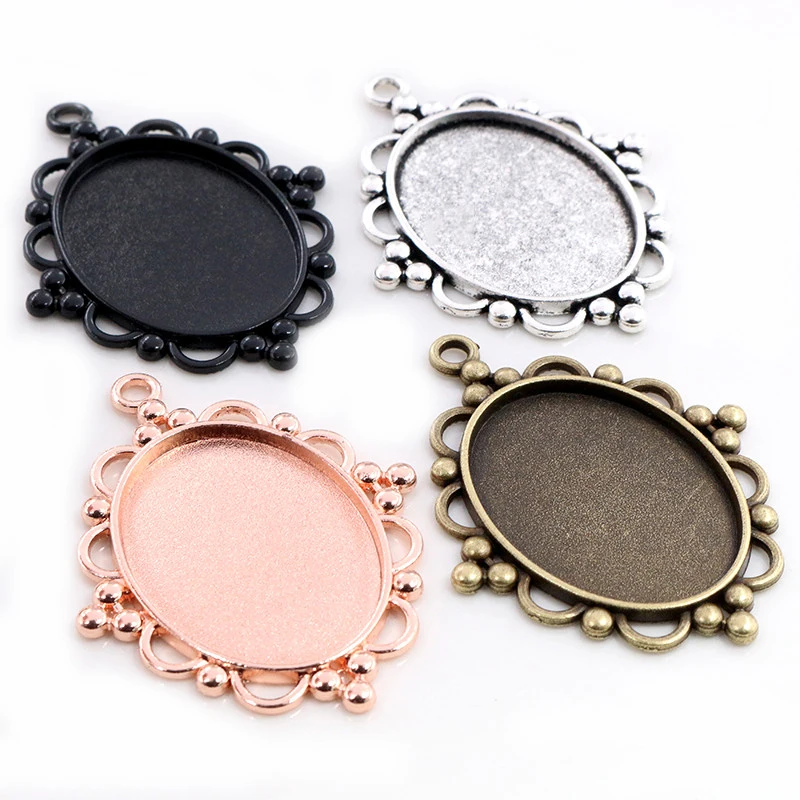 5pcs 30x40mm Inner Size 4 Colors Pierced Style Cabochon Base Setting Charms Pendant