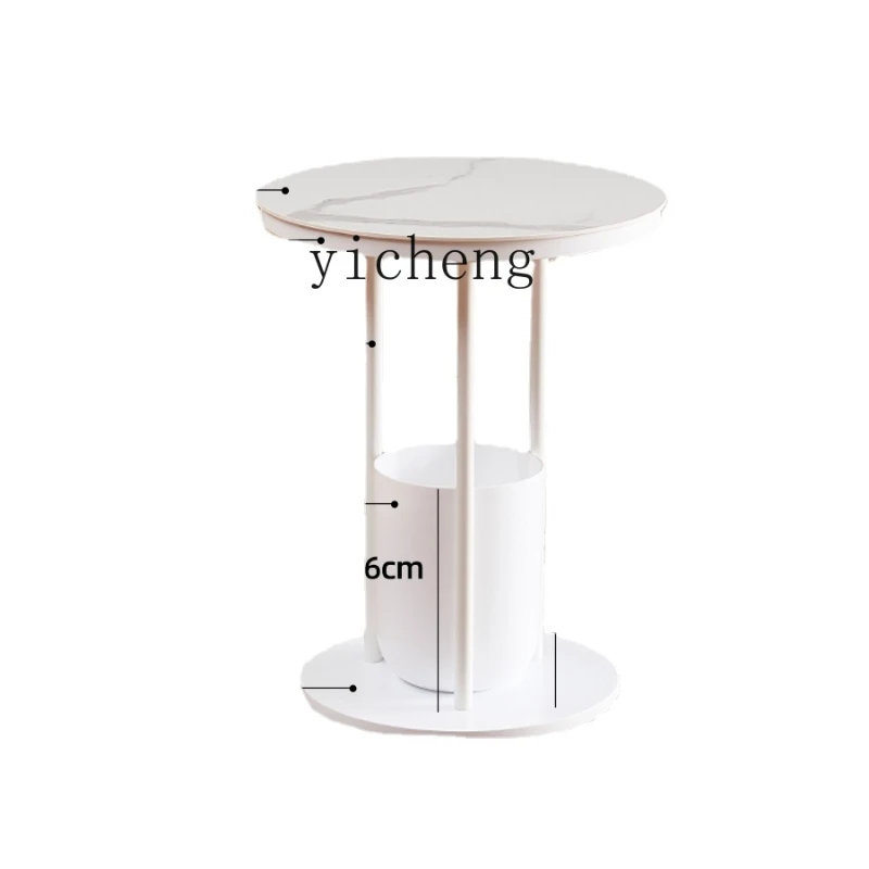 

ZK Stone Plate Small round Table Sofa Side Table Coffee Table Living Room Side Table Creative Corner Table Tea Table