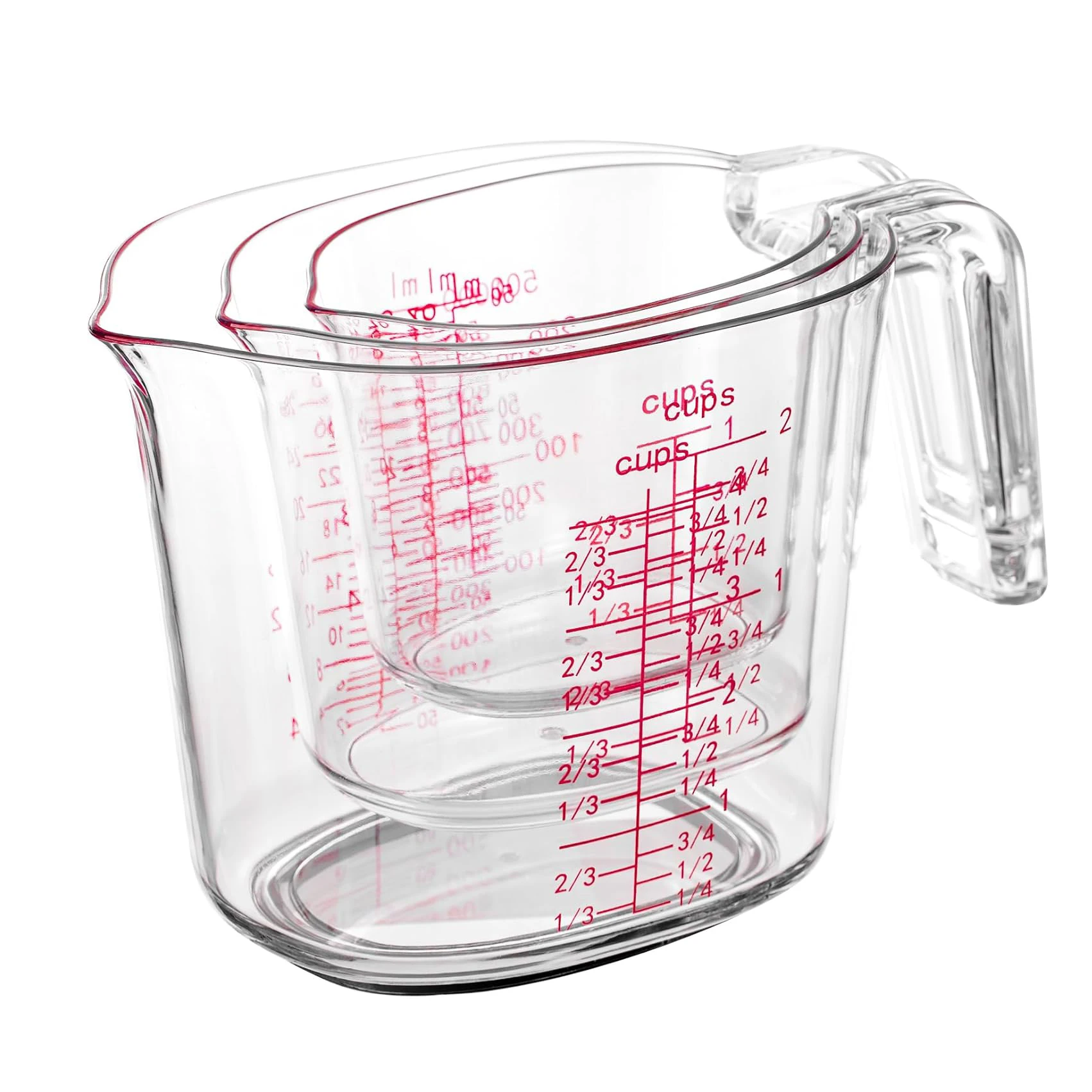 

Measuring Cups 3-Piece Set Clear Plastic Liquid Measuring Cups Multiple Measurement Scale for Kitchen Cooking Baking