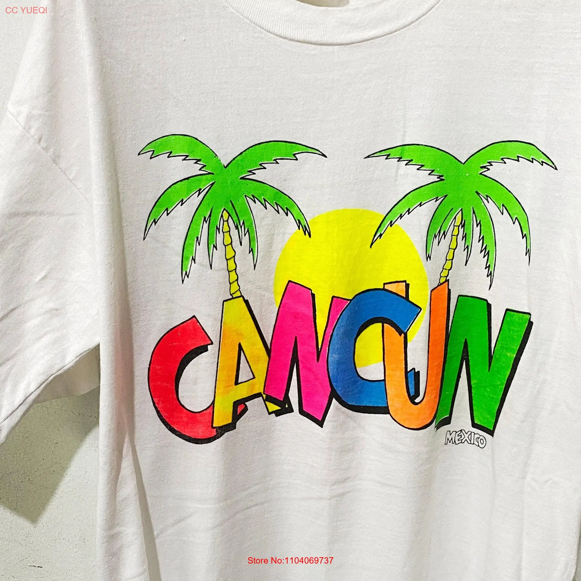 Vintage Cancun Mexico Island T Shirt Size L long or short sleeves