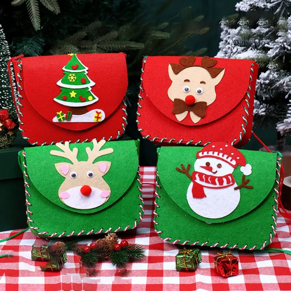 Cute Christmas DIY Material Bags Hands-on Parent-child Interaction Shoulder Bag Set Creative Snowman Tree Backpack