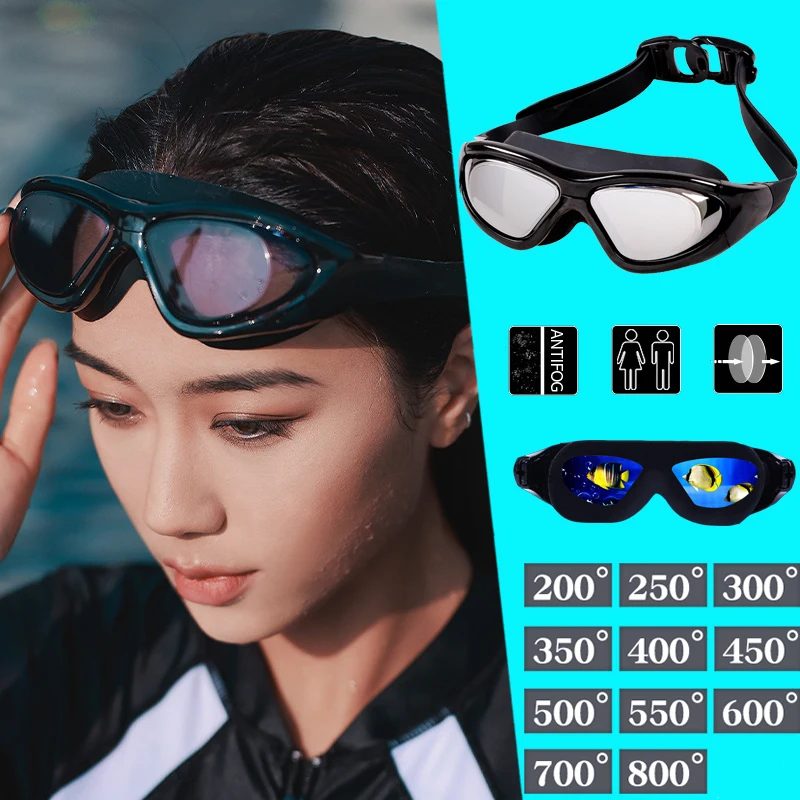 -1.5~-9.0 Degree Myopia Swimming Goggles Men Women Optical Swimming Pool Waterproof Swim Eyewear Prescription Diving Glasses