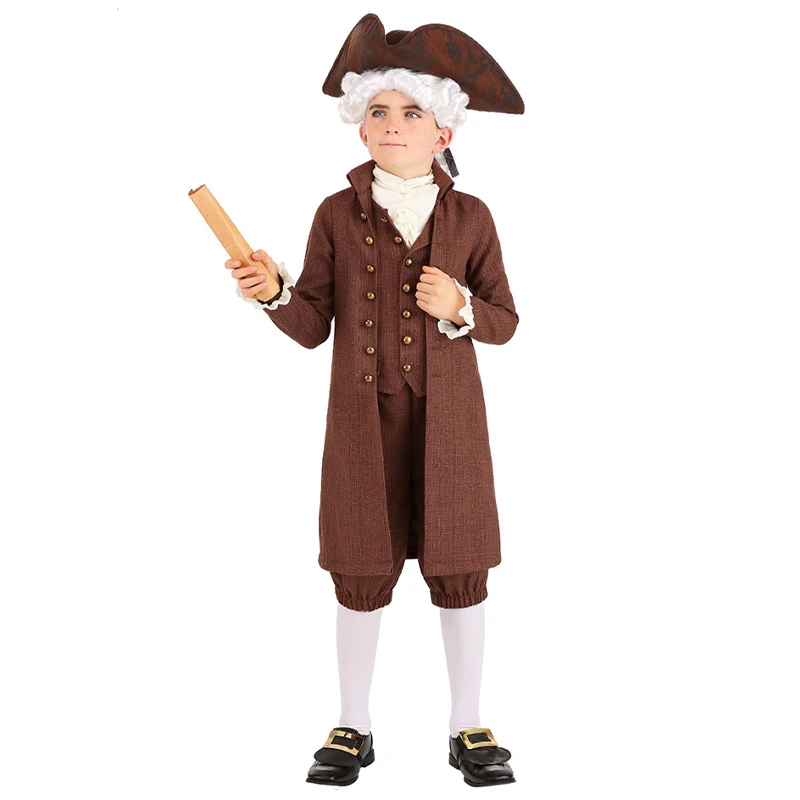

2025 New Arrival Historical 2nd US President Colonial Boy Halloween Fancy Dress Up Kid John Adams Costume