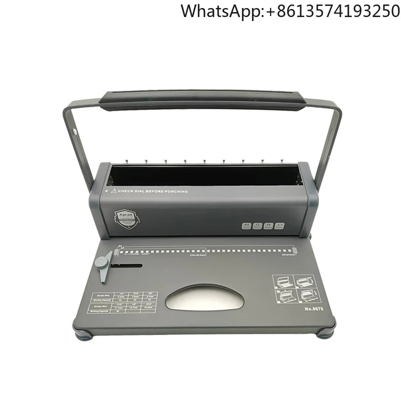 8670 Double Coil Binding Machine 3:1/34 Hole A4 Spiral Coil Manual Punching Binding Machine