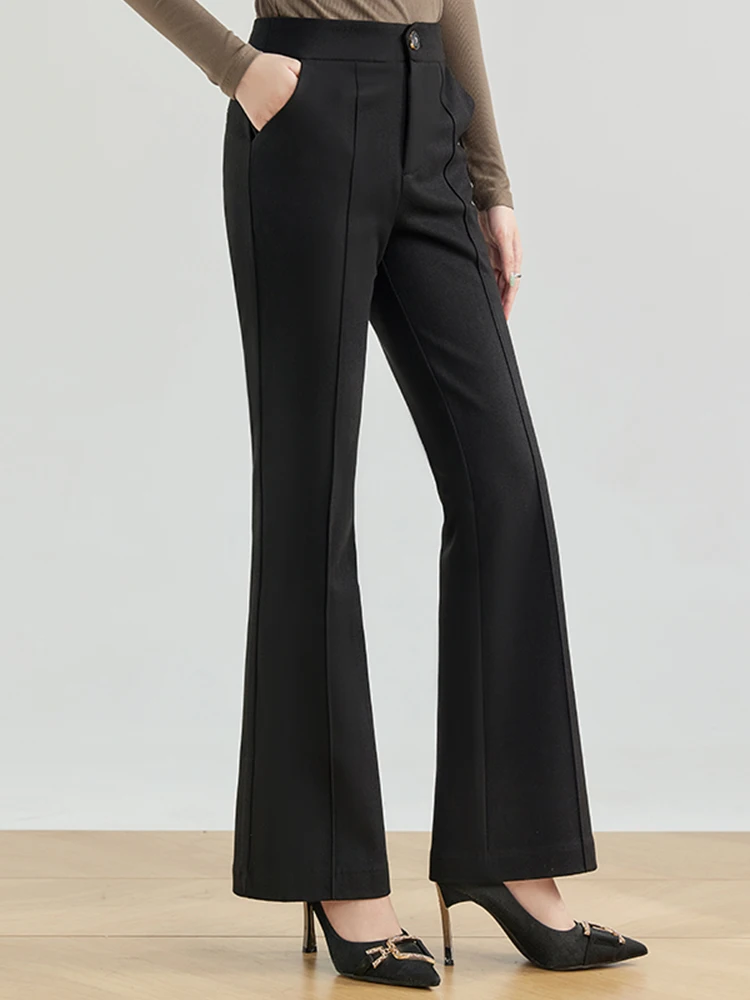 Black Casual Pants Women's Autumn Winter New Style High Waist Wide Leg Pants Professional Workwear Suit Pants Long Pants