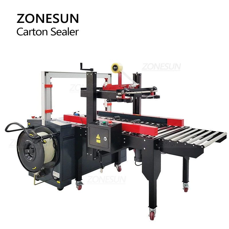 ZONESUN Carton Sealing Machine ZS-FK8060S Automatic Case Taping reggiatura attrezzature per l\'imballaggio Boxing Sealer Production Machinery