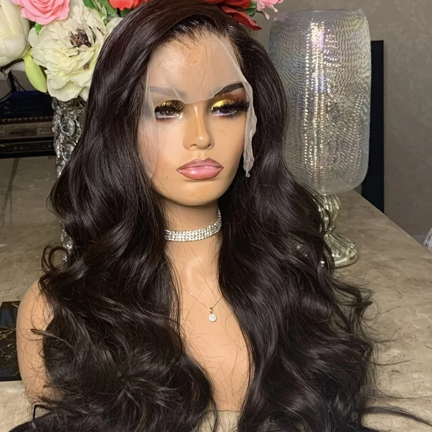 

Длинные волнистые черные волосы без клея, мягкие, 5x5, на шелковой основе, еврейские, из натуральных человеческих волос, с baby hair, HD-кружево, европейские волосы, предварительно выщипанные