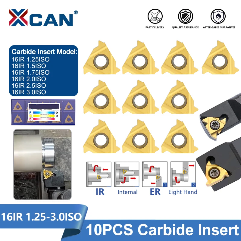 

XCAN 16IR Internal Thread Carbide Insert 1.25/1.5/1.75/2.0/2.5/3.0 ISO Thread Insert Turning Tool for CNC Lathe Tool Cutting Bar