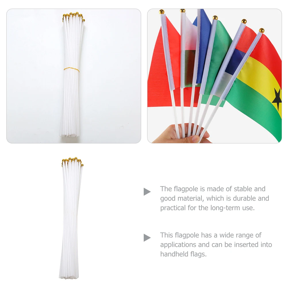 

100pcs Handheld Flagpole Plastic Waving Flags Table Sticks Decorative Colorful Small Party Festive Craft Banner
