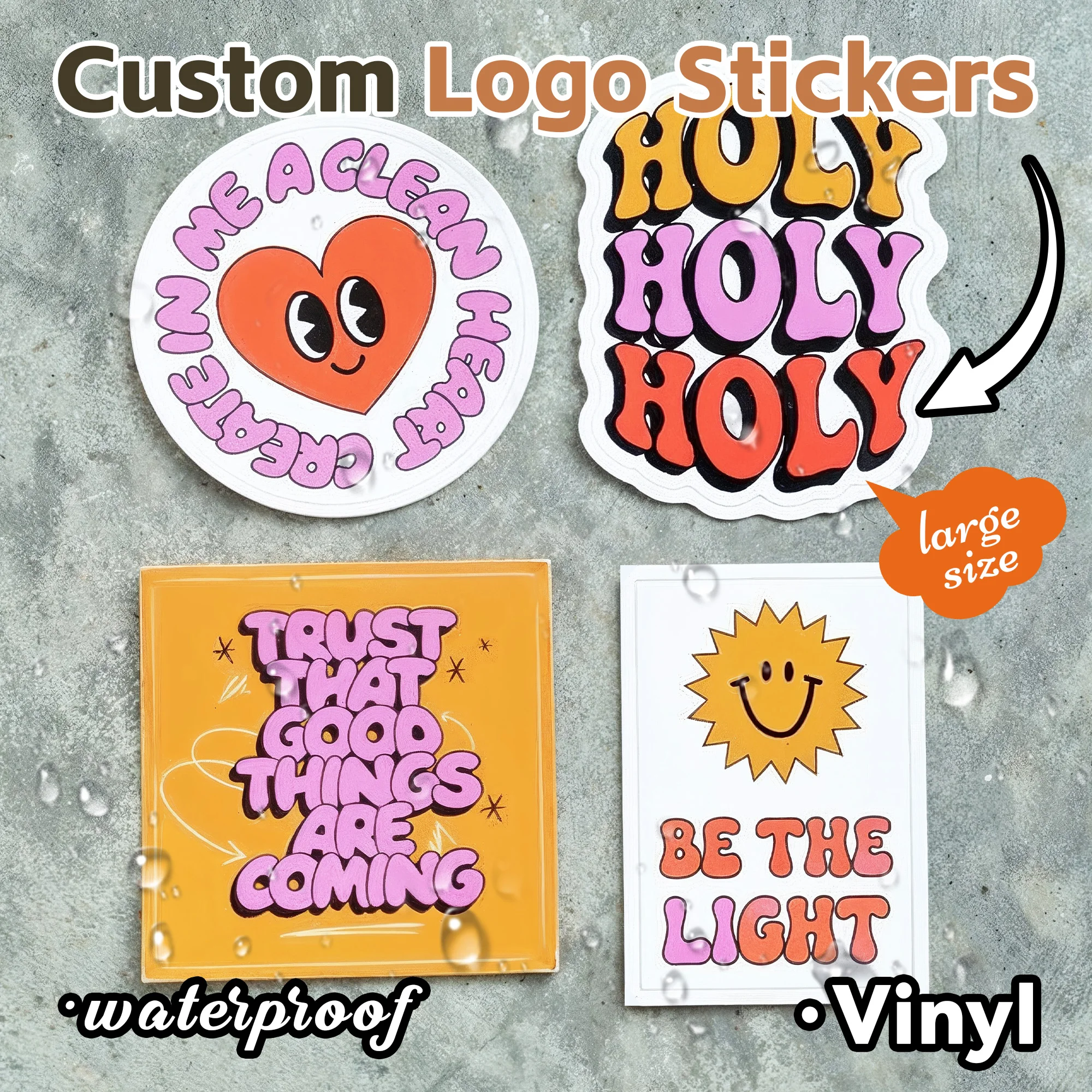 

Custom Stickers of Large Size PVC Waterproof Die Cut Vinyl Logo Label Personalized Stickers for Laptop Birthday Wedding Business