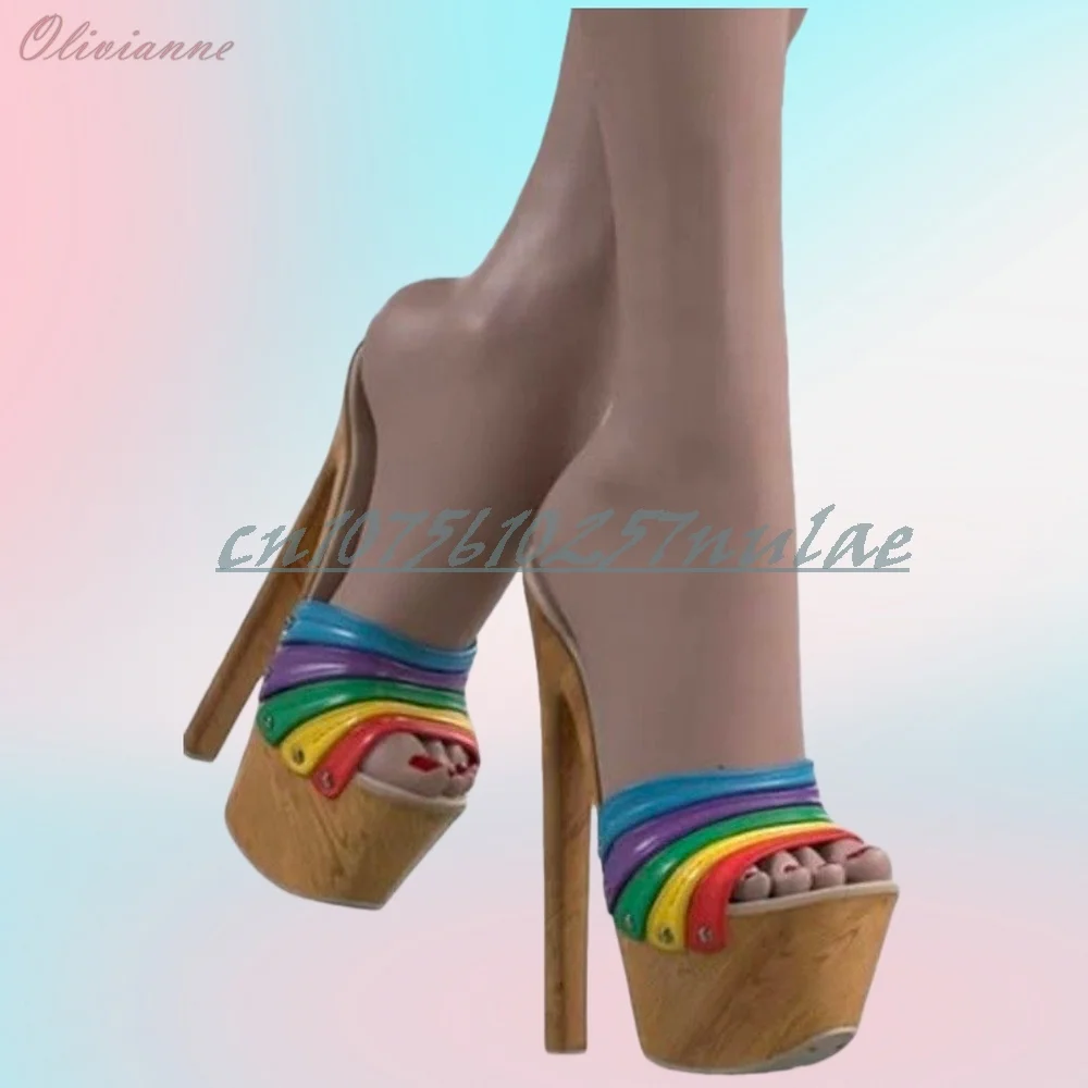 

Colorful Shiny Leather Peep Toe Slippers Platform Stiletto High Heel Party Women Shoes Sexy 2026 Summer Sexy Hot Para Mujere
