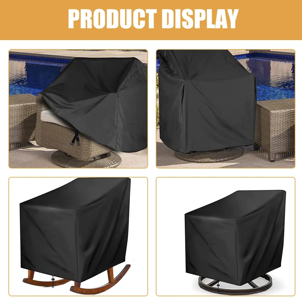 210D Oxford Fabric Outdoor Swivel Patio Chair Cover Waterproof Heavy Duty Protector for Patio Rocking Chairs Outdoor Furniture - view 3