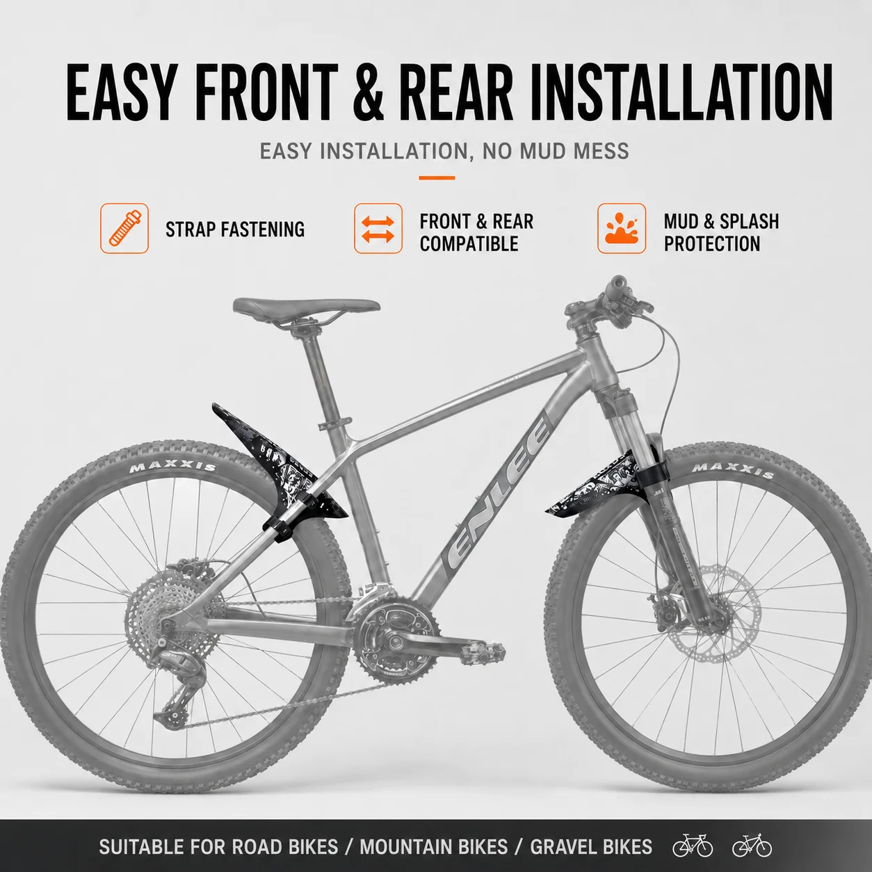 2 Pcs Mountain Bike Mudguard with Carbon Fiber Pattern Color DH Downhill Road Bike Saddle universal Mud Removal Tile - view 6