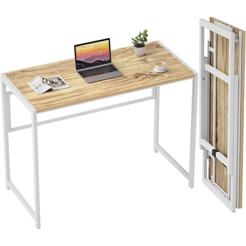 

GreenForest Folding Table for Small Space, Free Assembly Small Computer Table for Home Office, Space Saving Foldable