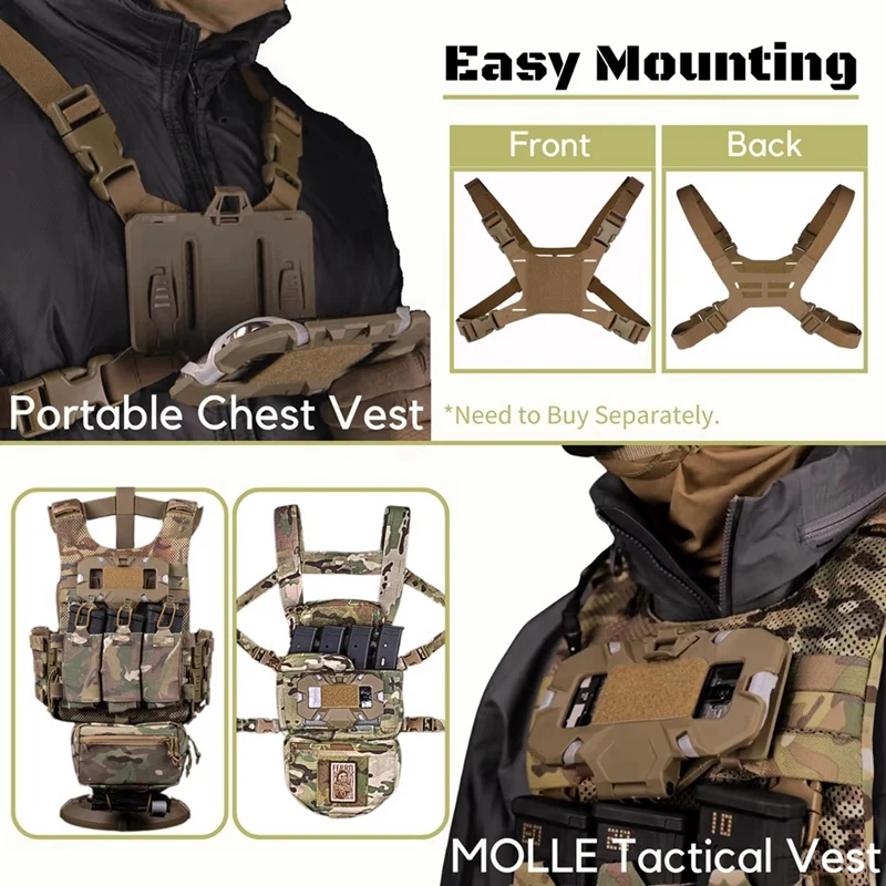 Airsoft Phone Plate Molle Carrier Outdoor Navigation Board, Quick Access Foldable Holder Vest Chest Mount Bracket