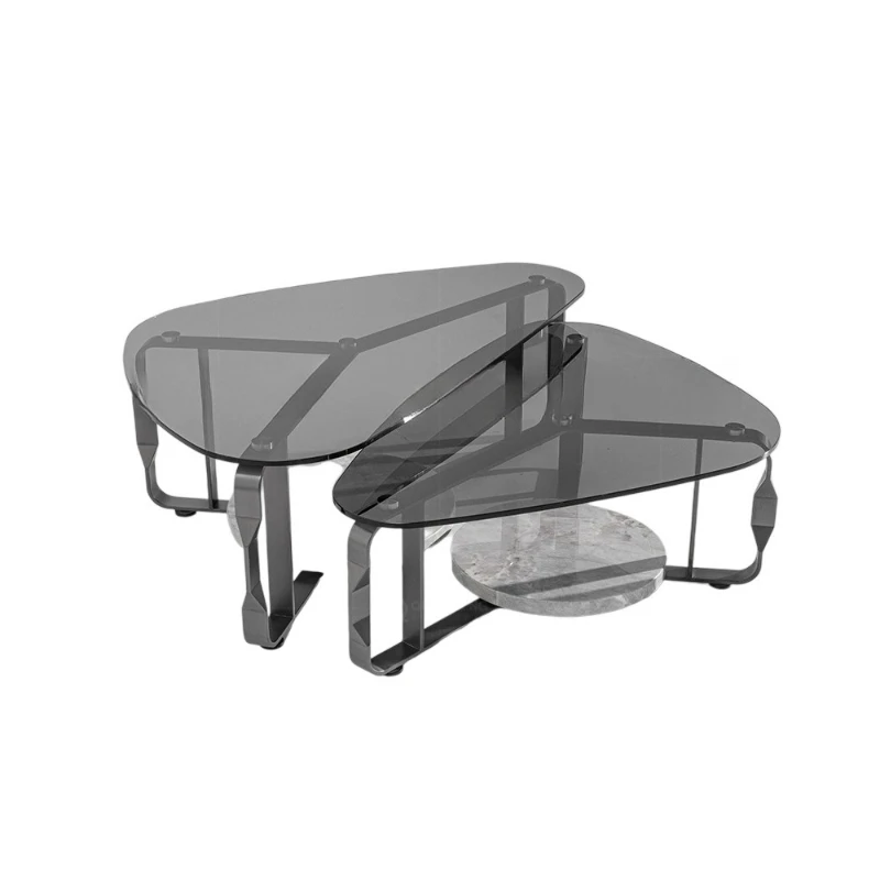 

Italian creative special-shaped glass coffee table, living room high-end sense, modern light luxury art sense, stainless steel