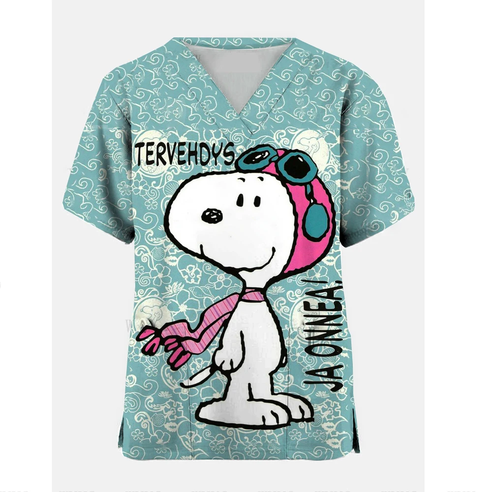 Medical Surgical Uniforms Snoopy print Pharmacy Hospital Nurse Scrubs Tops Breathable Beauty Salon Dentistry Pet Doctor Overalls