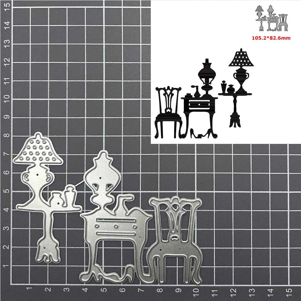 Tisch Stuhl Lampe Metall-Stanzformen DIY Scrapbooking Fotoalbum Herstellung von Papierkarten Prägung Basteldekoration