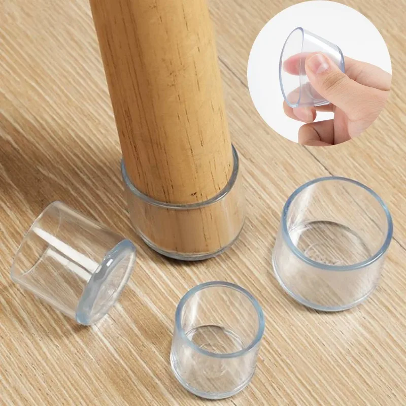 4Pcs Transparent PVC Table Chair Leg Feet Pad Caps Round Non-slip Feet Protector Pads Furniture Leveling Feet Home Decor