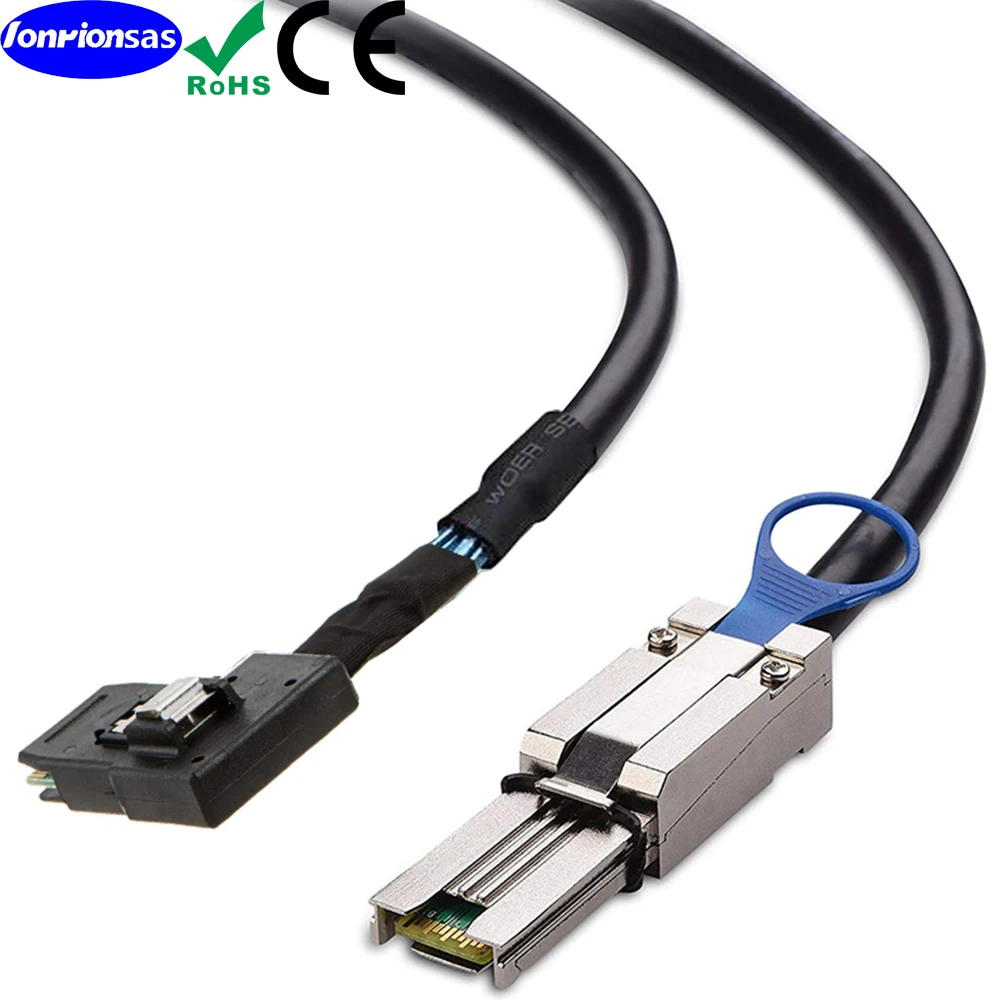 

LONRIONSAS#Mini SAS HD SFF-8088 26P male to Mini SAS SFF-8087 right angle Data Server Cable-1