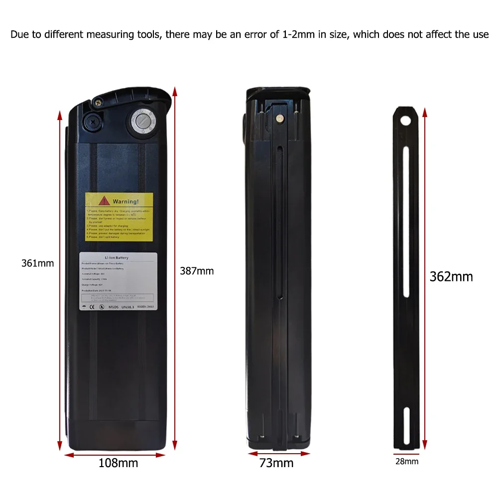 48V High quality Silver Fish battery 30Ah 250W-1500W for mountain bike Lithium Ion Battery With BMS+charger