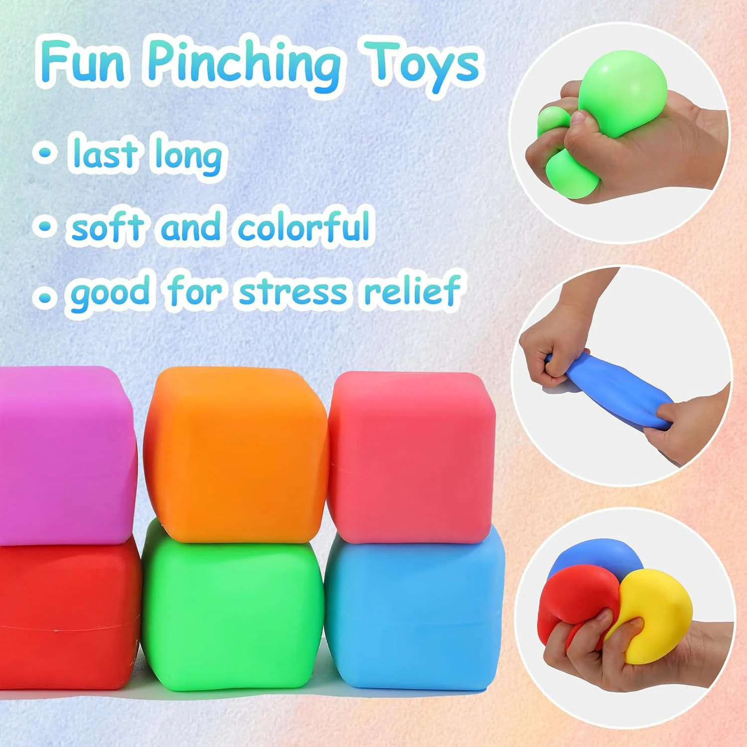 Mini cubo de beliscar, liberação de estresse de brinquedo de descompressão de rebote lento, ferramenta portátil de alívio de pressão