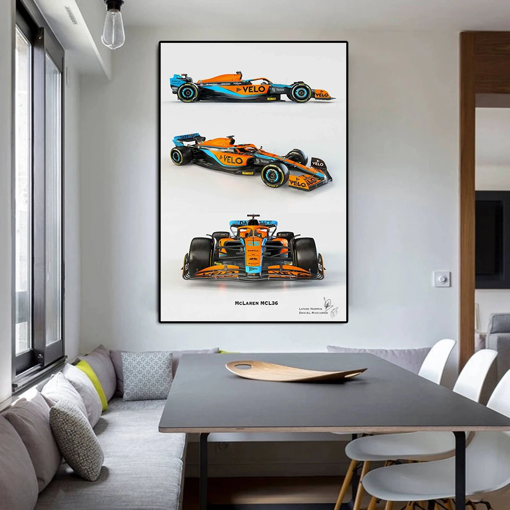 Super Formula Grand Prix MCL36 Racing Poster Racer Norris Sports Car Canvas Painting Ricciardo Supercar Wall Art Room Decor Gift