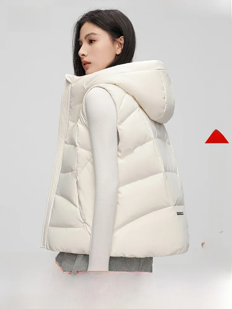 

Женский пуховый жилет Snowy Commute 2026: Новинка Весны, модный, универсальный, теплый, с капюшоном, без рукавов, на молнии