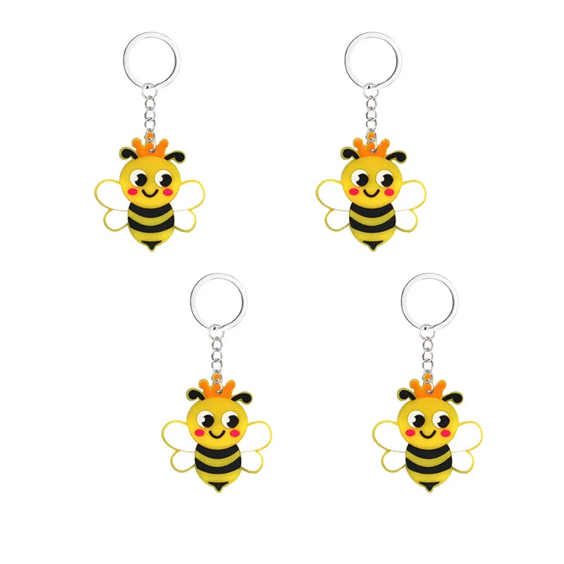 6 PCS Bee Keychain Pendants Cartoon Bee Keyring Hanging Pendant Decorations for Bags Key Chains Beekeeping Tools Bee Accessories