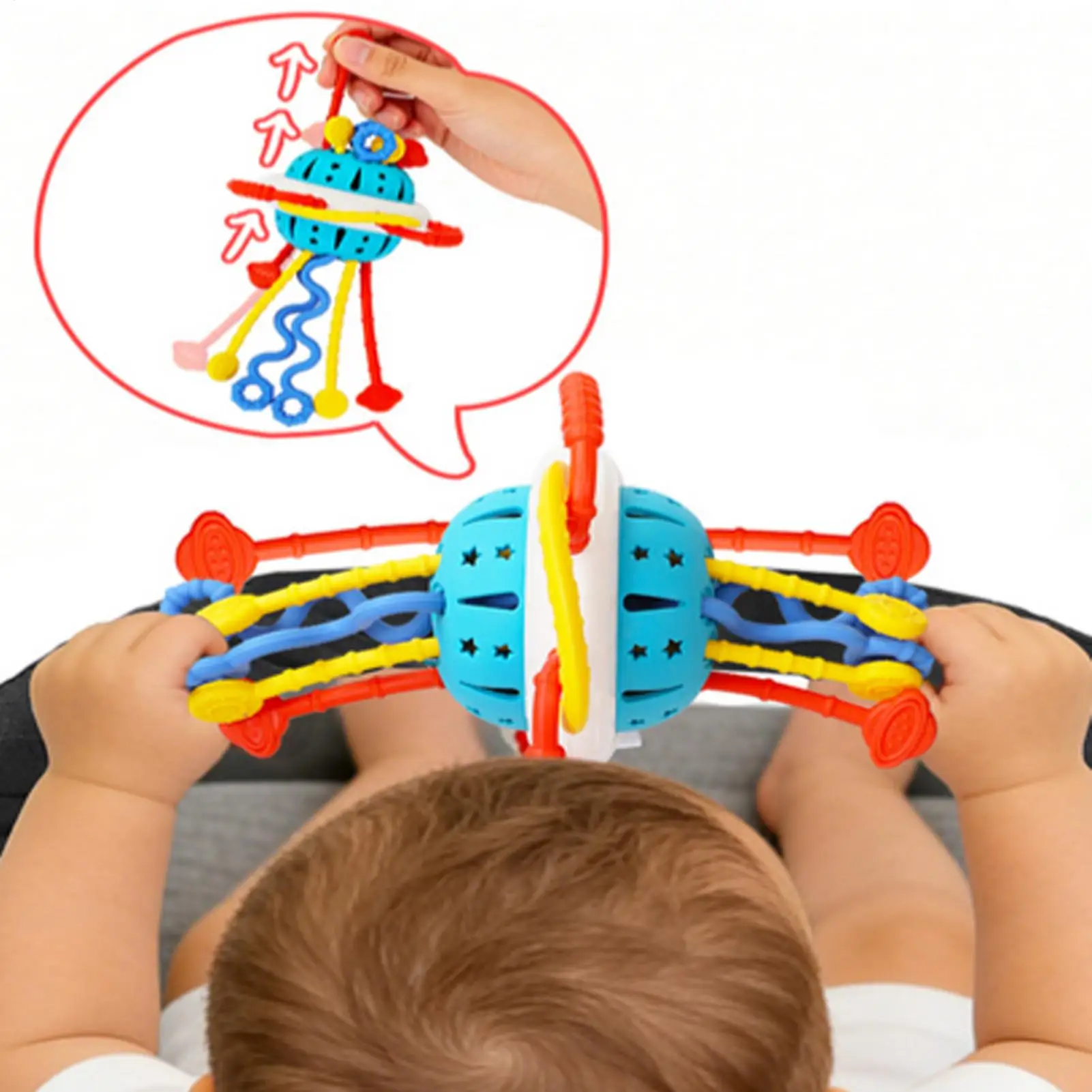 

Игрушка на веревочке для развития мелкой моторики, сенсорная игрушка для мальчиков и девочек, для прорезывания зубов, для путешествий, для прогулок на коляске, в самолете, в автомобиле