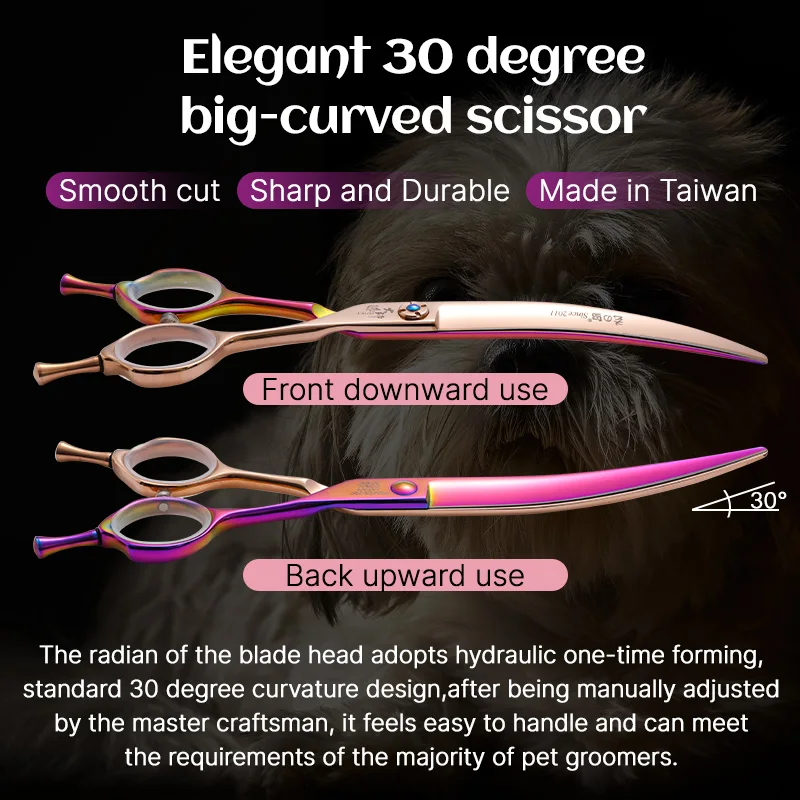 Fenice High-grade 7.0/7.5 inch Pink Purple JP440C Pet Grooming Scissors Shears Set Kit for Dog Hair Trimming Groomer tijeras