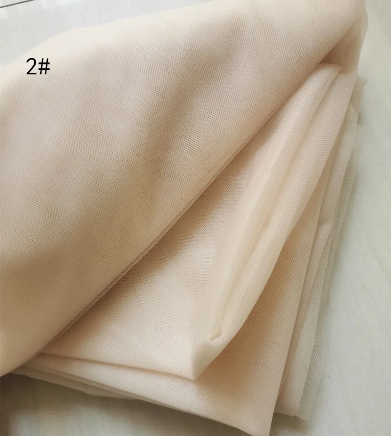 Skin-friendly Plain Yarn Beige Nude Skin Anti Hook Wedding Dress Fabric Transparent Soft Lightweight Invisible Netting Tulle