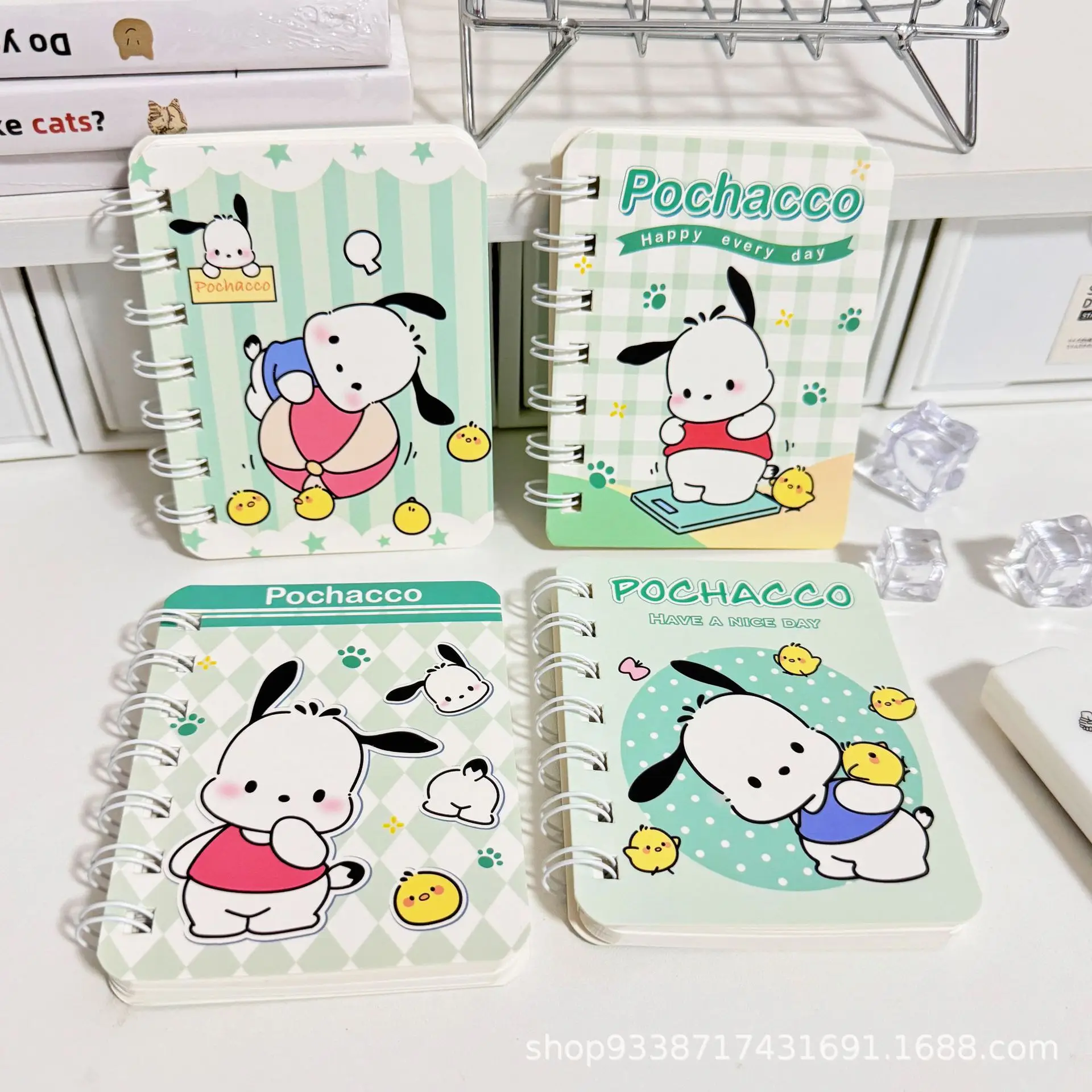 

4 pcs Kawaii Sanrio Pochacco Notebook Cute Pocket Student A7 Coil Notebook Thick Girl Gift