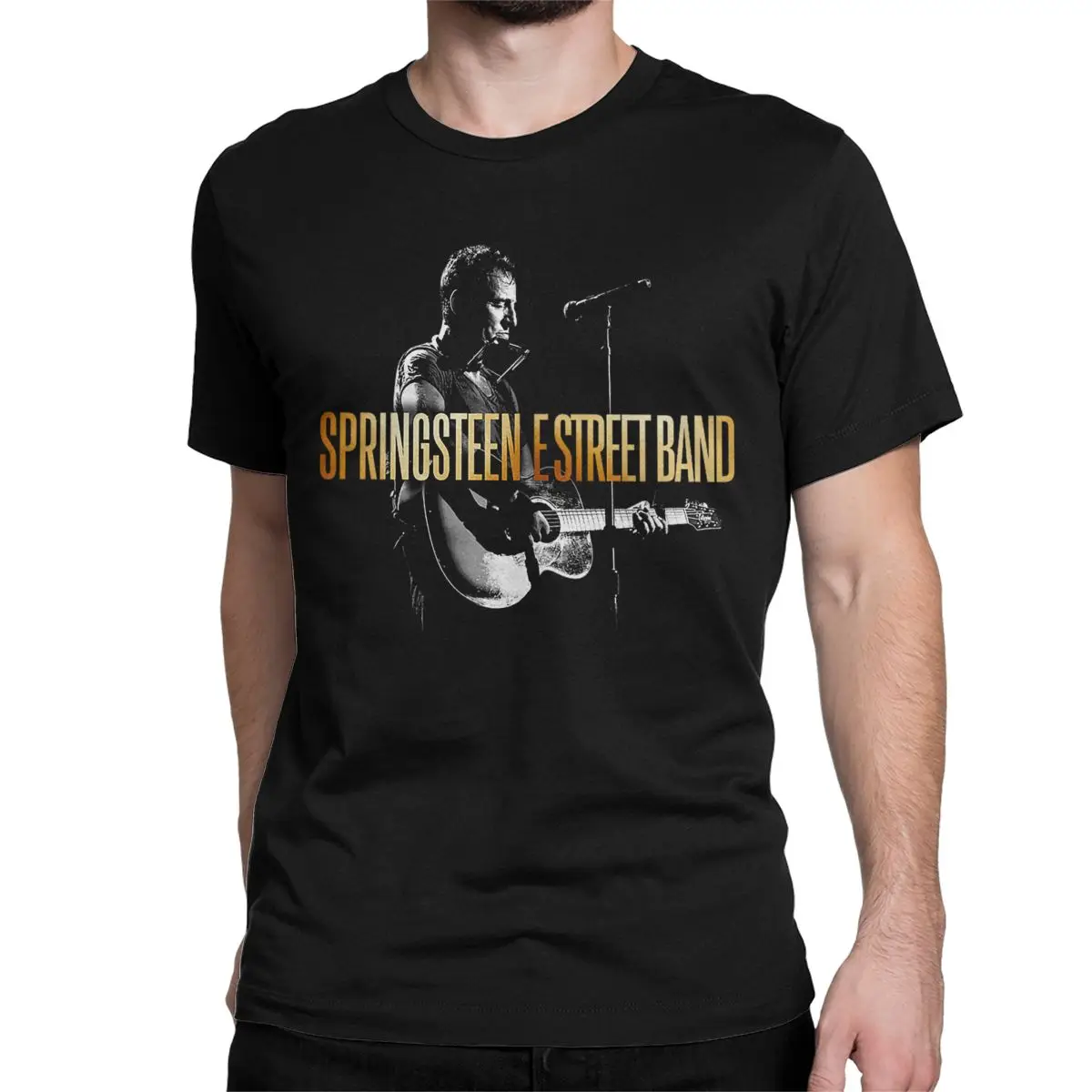 Men T-Shirts Bruces The E Street Band Springsteens Fashion 100% Cotton Tees Short Sleeve T Shirt Crew Neck Clothing Big Size