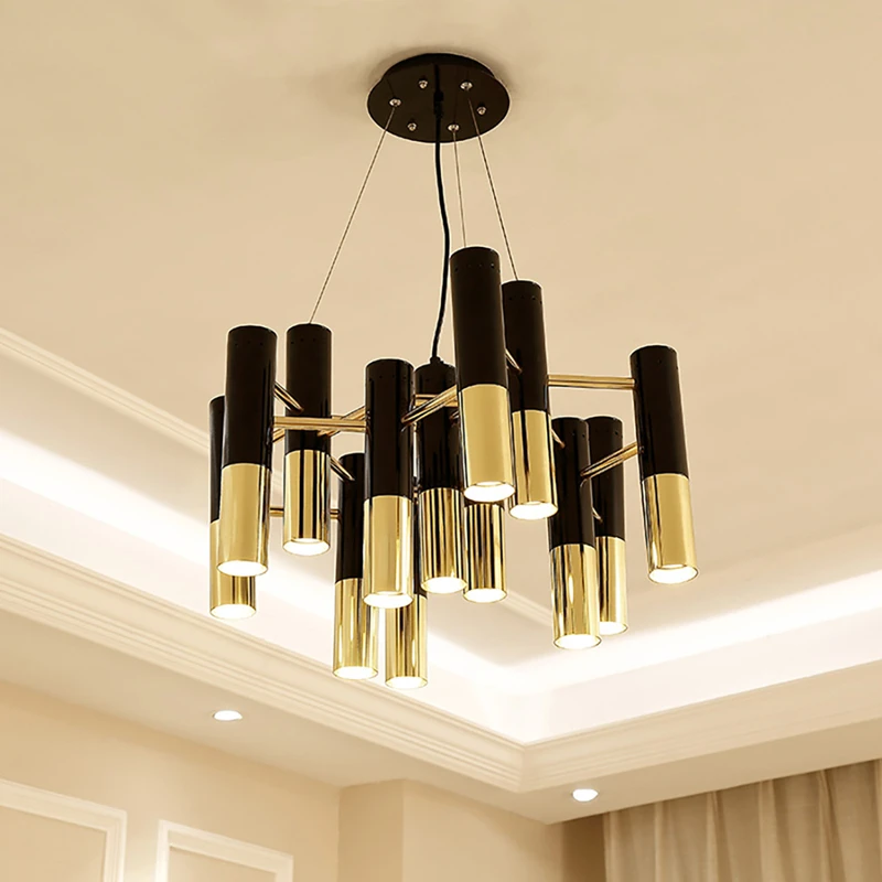 

Ike Round Suspension Lamp led industrial iron Vintage chandelier bar coffee light restaurant decor black and gold chandelier