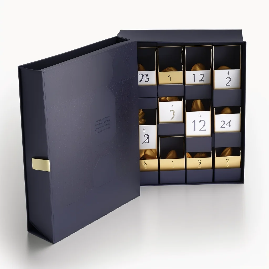Customization.Advent Calendar Box Luxury Custom Rigid Cardboard Christmas Countdown Empty 12 Days Advent Calendar Box