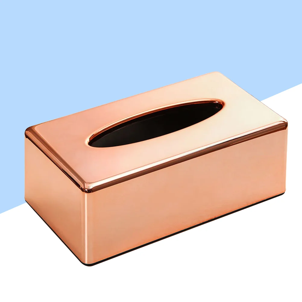 Simple ABS Plating Rose Gold Tissue Box Living Room Household Tissue Box Office Creative Tray Home Cleaning Storage Box