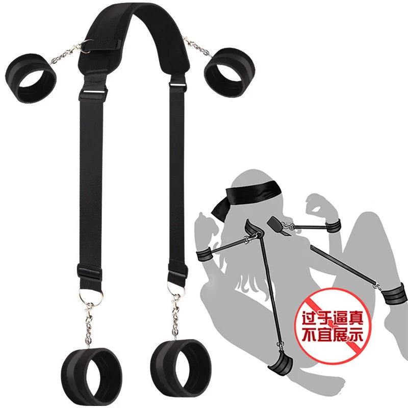 SM الكبار زوجين لعبة الجنس عبودية BDSM عدة قيود السرير مجموعة أصفاد الرقبة الفخذ الكاحل قابل للتعديل لعبة الجنس للنساء لا هزاز