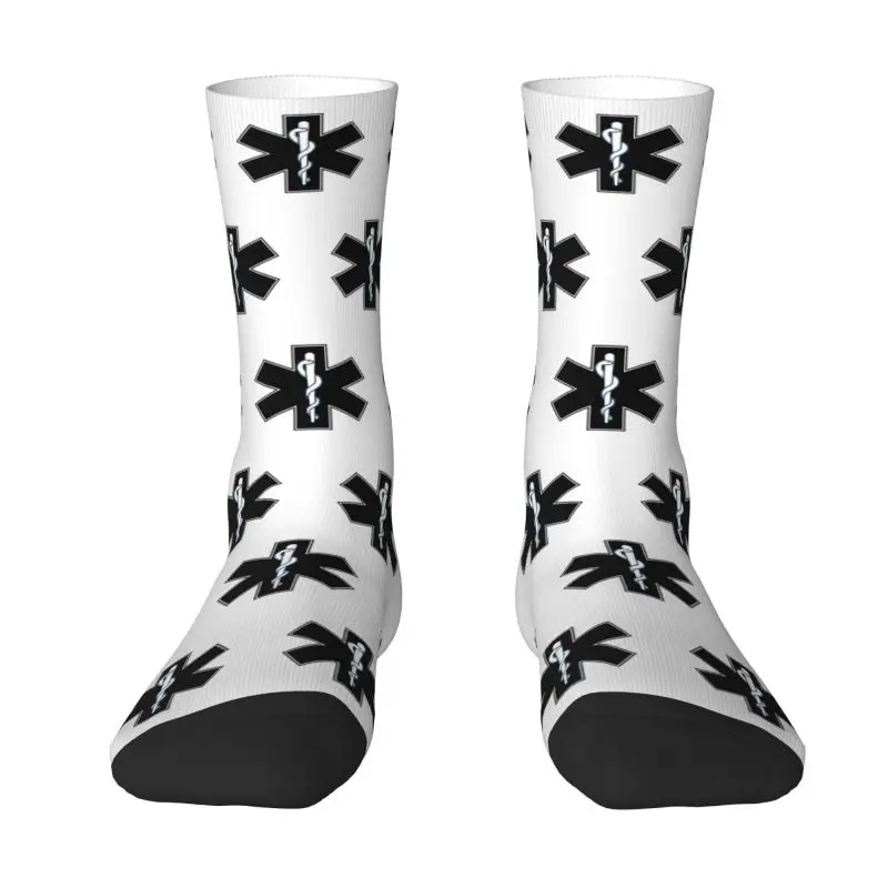 Novelty Printing Paramedic Star Of Life Socks for Women Men Stretch Summer Autumn Winter Emt Emergency Symbol Crew Socks