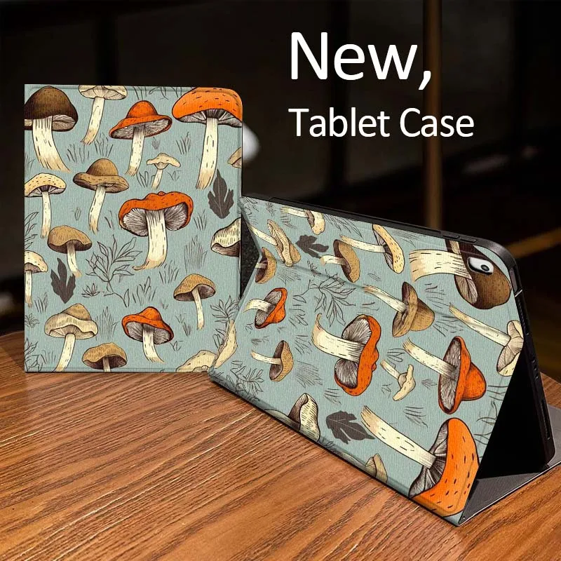 

Cartoon Mushroom Plant Pattern For iPad Pro mini Air 1 2 4 3 5 6 7 8gen 9gen 11 M2 M3 M4 6th 7th 10th 11th Gen 2025 Tablet Case