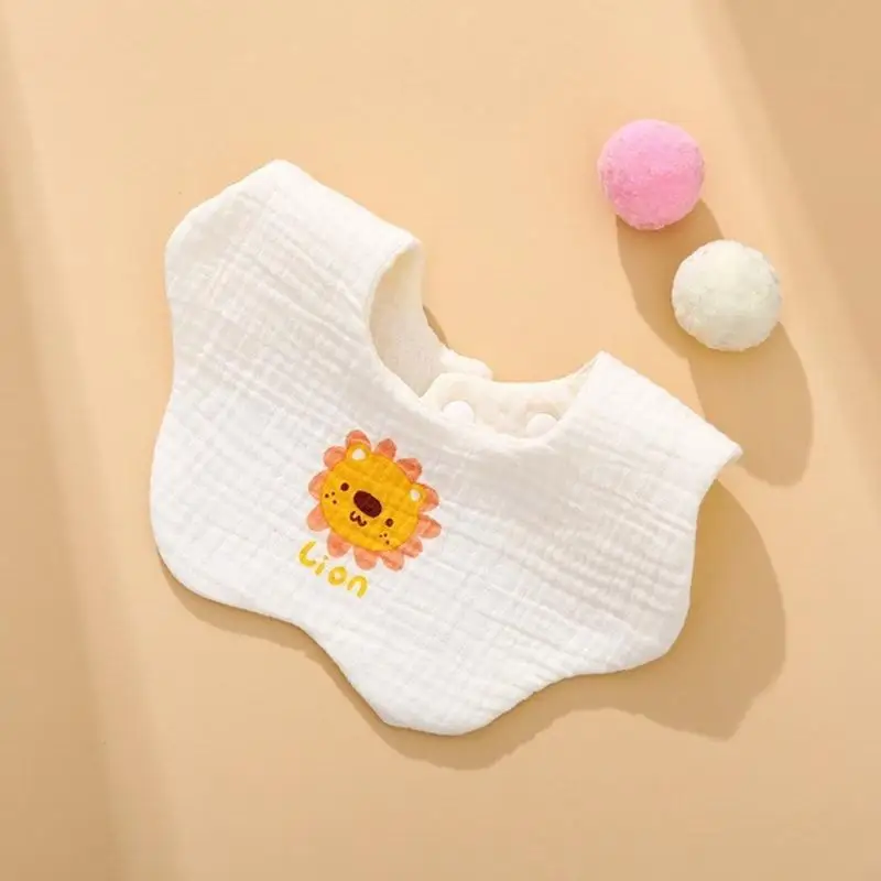 مريلة قطنية دوارة 360 درجة ملابس تجشؤ مريلة للتغذية بتلة مريلة للرضاعة مع نمط كرتوني للطفل 24BE