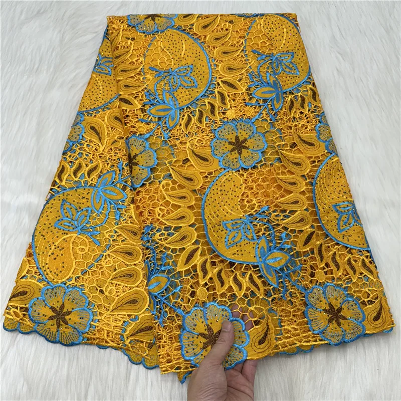 

5 ярдов, разноцветная мягкая водорастворимая французская гипюровая кружевная африканская тюль, сетка для шнура, вышитая ткань для свадебной вечеринки 27L572505