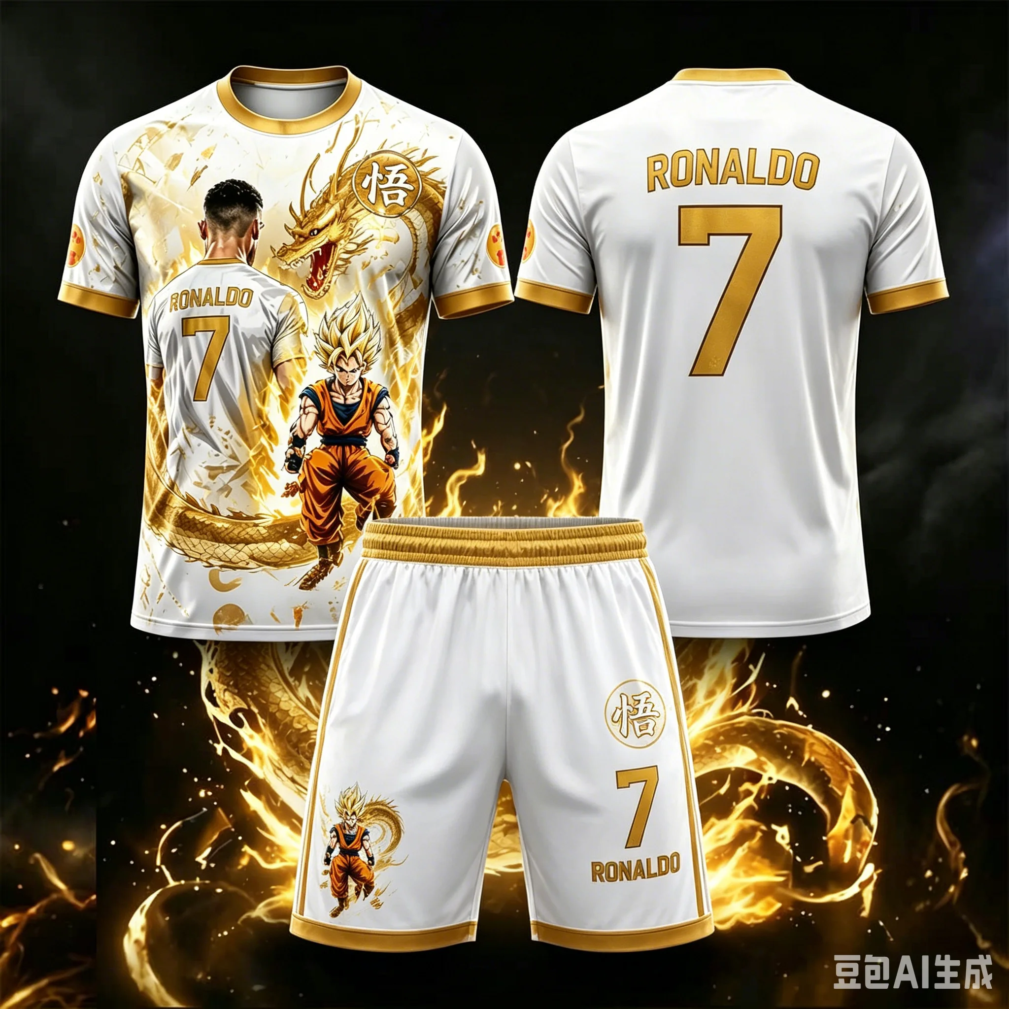Nouveauté été Dragon Ball/Ronaldo, ensemble short à manches courtes imprimé en 3D pour enfants/adultes, séchage rapide, ensemble assorti pour la famille, enfants