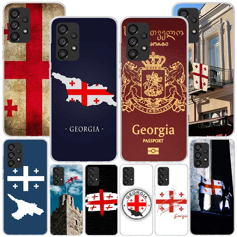 Georgia Flag Phnoe Case for Samsung Galaxy A15 A55 A35 A25 A14 A54 A34 A24 A13 A53 A33 A23 A52 A12 A32 A22 A04S A03S A02S