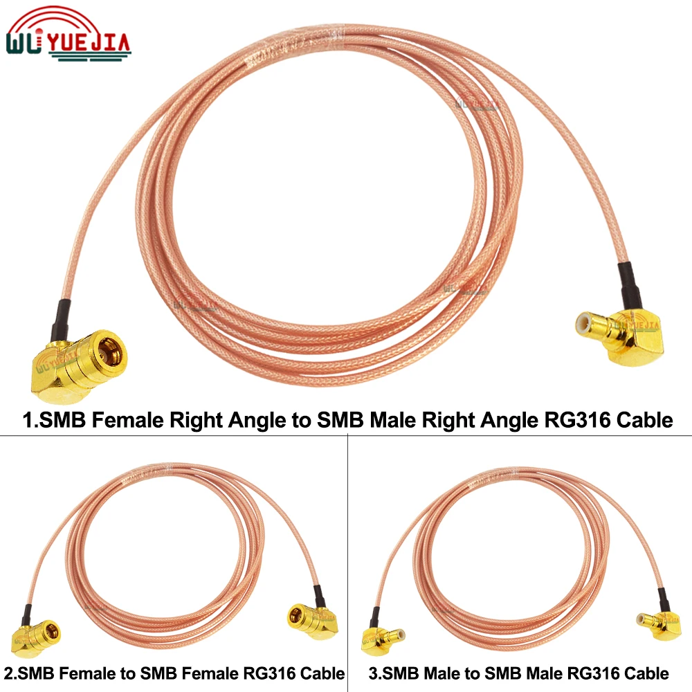 

SMB RG316 Cable SMB Female to SMB Male Right Angle Converter Connector 50 ohm RF Coaxial Cable Antenna Extension Jumper Pigtail