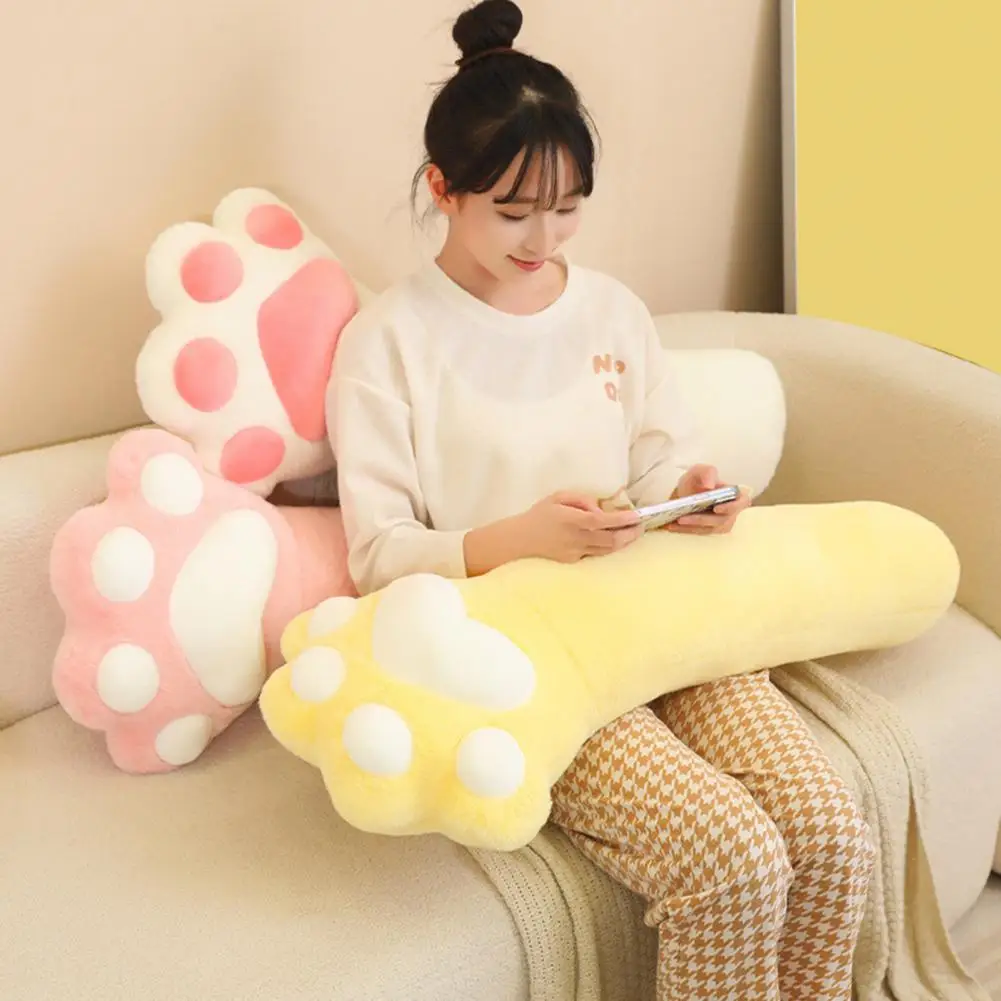 Full Filling Cat Paw Pillow Plush Cat Paw Leg Pillow for Side Sleepers Elastic Fully Filling Toy for Sofa Bed Couch Holiday