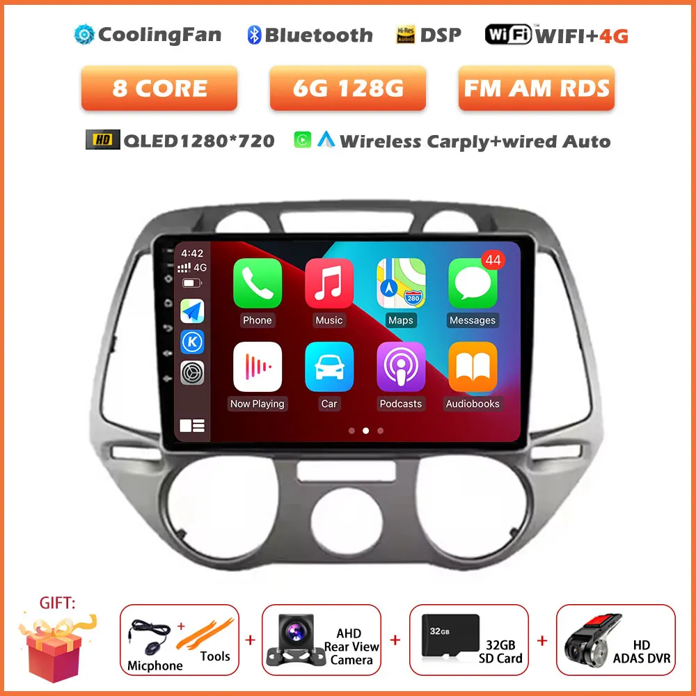 Android 16 Auto Wireless Carplay voor Hyundai i20 2008-2012 autoradio stereo multimediaspeler navigatie touchscreen tools